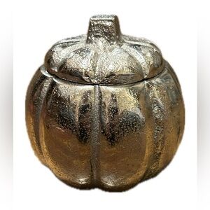 Small Silver lidded Pumpkin Jar.